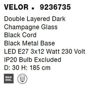Nova Luce Závěsné svítidlo VELOR dvouvrstvé šampaň sklo E27 3x12W