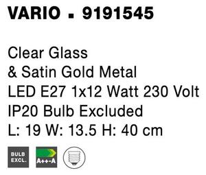 Nova Luce Nástěnné svítidlo VARIO čiré sklo a saténový zlatý kov E27 1x12W