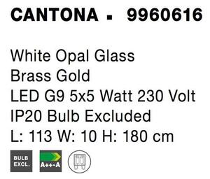 Nova Luce Závěsné svítidlo CANTONA bílé opálové sklo mosaz zlatá G9 5x5W