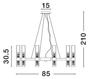Nova Luce Závěsné svítidlo CENTURY matná černá a čiré a matné sklo, 20xG9