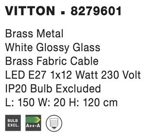 Nova Luce Závěsné svítidlo VITTON mosazný kov bílé lesklé sklo E14 1x5W