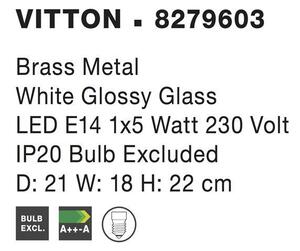 Nova Luce Nástěnné svítidlo VITTON mosazný kov bílé lesklé sklo E14 1x5W
