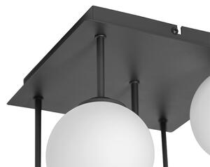 Moderní stropní svítidlo černé s opálovým sklem 5-light - Athens