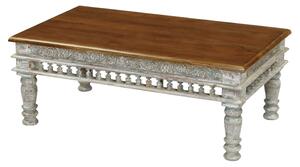 Konferenční stolek z mangového dřeva, ruční řezby, 118x70x45cm