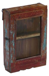 Stará prosklená skříňka z teakového dřeva, 29x10x43cm