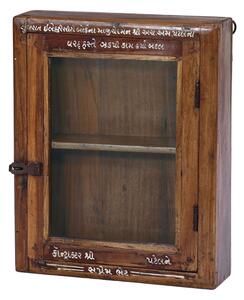 Stará prosklená skříňka z teakového dřeva, 40x11x48cm