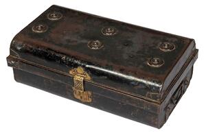 Plechový kufr, staré příruční zavazadlo, 53x31x20cm