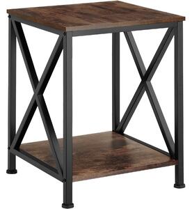 Tectake Odkládací stolek Carlton 40,5x40,5x52,5cm - Industriální dřevo tmavé, rustikální