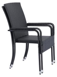 FurniGO Ratanové židle Yoro 2 ks - černá