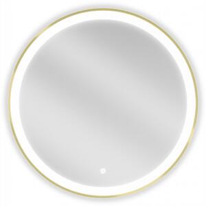 MEXEN - Esso zrcadlo s osvětlením 70 cm, LED 6000K zlatý rám 9825-070-070-611-50