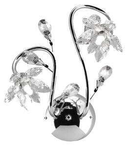 Nástěnné svítidlo Ninfea v chromu s křišťálovými květy