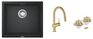 Sada kuchyňská baterie Grohe Minta 32321GN2, granitový dřez Grohe K700 31653AP0, 40997GN0
