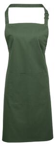 Premier Workwear Kuchyňská zástěra s laclem a kapsou - Mechově zelená