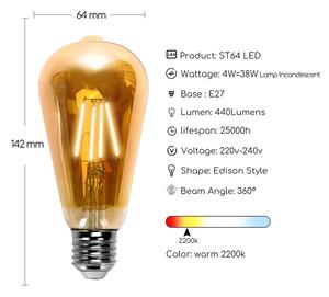 LED Žárovka ST64 E27/4W/230V 2200K - Aigostar