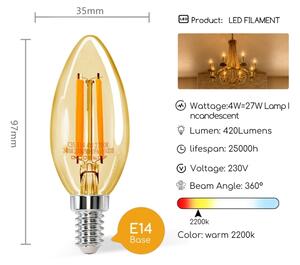 LED Žárovka C35 E14/4W/230V 2200K - Aigostar