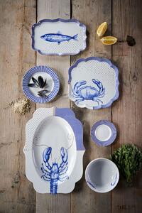 Pip Studio Royal Yerseke oválný talíř 26x18cm, bílo-modrý (modro-bílý talíř z tenkostěnného porcelánu)