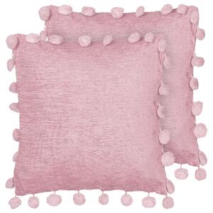 Sada 2 dekorativních polštářů JASMINE 45 x 45 cm Růžová Bez vzoru