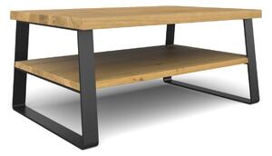 Konferenční stolek Výreček Typ a sukovitost dřeva: Dub sukovitý/rustikální (0 Kč), Barva kovových nohou: Černá mat - RAL 9005 (0 Kč), Velikost stolu (D x Š x V): 65 x 65 x 45 (cm)