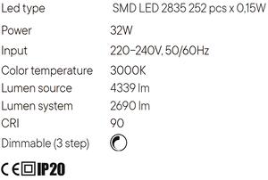 Černé LED závěsné světlo nad stůl /LED 32W/3000K