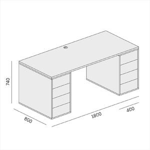 Kancelářský psací stůl s úložným prostorem BLOCK B03, bílá/grafit