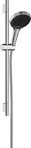 Hansgrohe Rainfinity Sprchová sada 130 3jet EcoSmart se sprchovou tyčí S Puro 65 cm, jezdec s tlačítkem Push a textilní sprchová hadice Designflex 160 cm, chrom 28746000