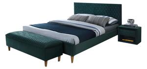 Čalouněná postel MELINA VELVET + matrace DE LUX, 140x200, bluvel 78/dub