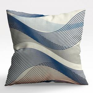 Ervi povlak na polštář bavlněný - pruhované vlny modré