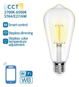 LED Stmívatelná žárovka FILAMENT ST64 E27/6W/230V 2700-6500K Wi-Fi - Aigostar