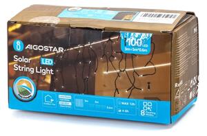 Aigostar - LED Solární řetěz 100xLED/8 funkcí 8x0,6m IP65 studená bílá