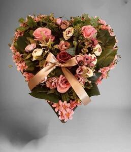 Smuteční dekorace - srdce květinové VELKÉ, pr.45cm