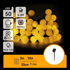 Aigostar - LED Solární dekorační řetěz 50xLED/8 funkcí 12m IP65 teplá bílá