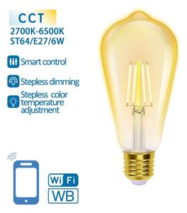 LED Stmívatelná žárovka FILAMENT ST64 E27/6W/230V 2700-6500K Wi-Fi - Aigostar