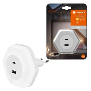 Ledvance - LED Orientační svítidlo do zásuvky s USB LUNETTA LED/15W/230V