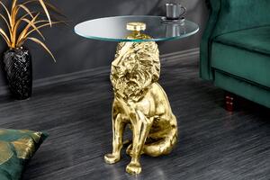 Odkládací stolek WILDLIFE LION 60cm starožitné zlaté