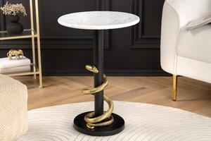 Odkládací stolek WILDLIFE SNAKE 50cm zlato černý bílý mramor