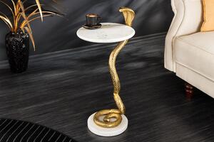 Odkládací stolek WILDLIFE COBRA 60cm zlatý bílý mramor