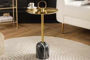 Odkládací stolek ELEGANCE 60cm podnos zlatý černý mramor
