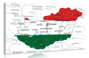 Obraz mapa Maďarska vo farbe vlajky