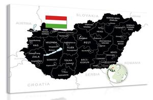 Obraz štýlová čierna mapa Maďarska