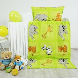 Povlečení dětské ZOO zelené EMI, Dětský set 130x90 + 65x45