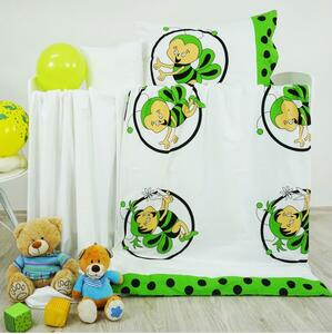 Povlečení dětské bavlněné včelky zelené EMI, Dětský set 130x90 + 65x45
