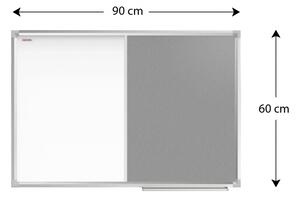 Allboards,Textilní a bílá magnetická tabule COMBI v hliníkovém rámu - 90x60 cm,CO96FS