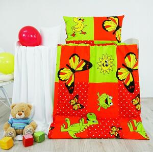 Povlečení dětské bavlněné zvířátka červené EMI, Standardní set jednolůžko obsahuje 1x 200x140 + 1x 90x70