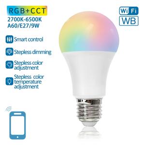LED RGBW Stmívatelná žárovka A60 E27/9W/230V 2700-6500K Wi-Fi - Aigostar