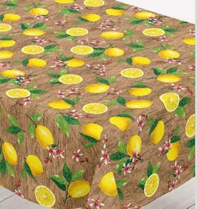 Ubrus PVC 196A, návin 20 m x 140 cm, citróny na hnědé pytlovině, IMPOL TRADE