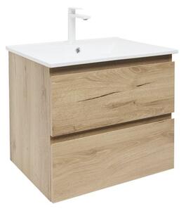 Koupelnová skříňka 2 zásuvková s umyvadlem SAT B-Way 59x50x45 cm dub mat BWAY260OAKU4B2