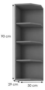 Vysoká rohová skříňka NOMIN - šířka 30 cm, antracit