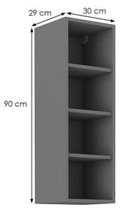 Vysoká otevřená skříňka NELJA - šířka 30 cm, antracit