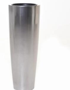 Vivanno květináč PILA, sklolaminát, výška 100 cm, stříbrná metalíza