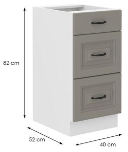 Kuchyňská skříňka se šuplíky SOPHIA - šířka 40 cm, světle šedá / bílá
